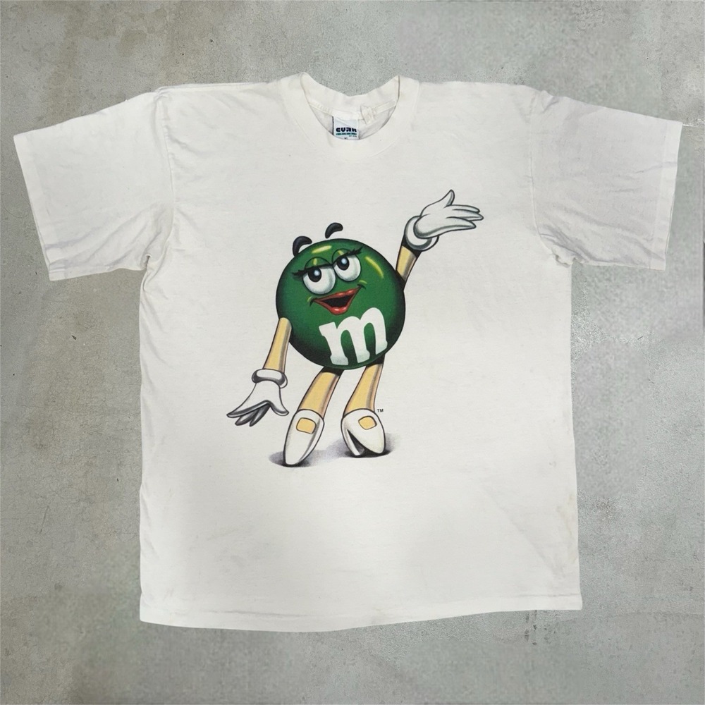VTG Green M&M Character T-shirt Adult XL Candy Novelty Made In USA Single Stitch